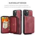thumbnail image 2 of for iPhone 14 Plus Wallet Case, Minimalist Luxury PU Leather Magnetic Detachable Credit Card Holder, 2 in 1 Zipper ID Cash Slot, Magnetic Closure Kickstand Folio Flip Slim Cover,Red, 2 of 8