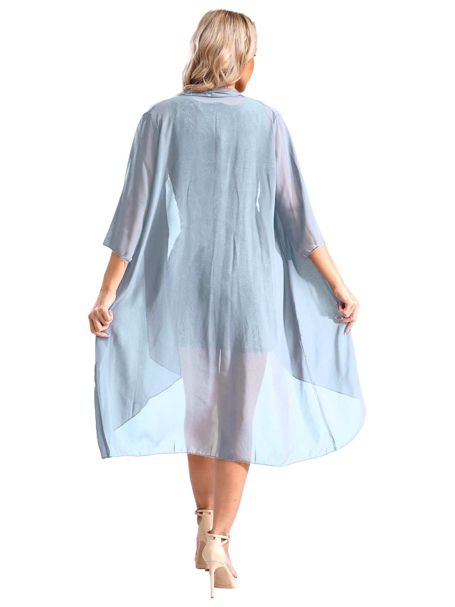 Alvivi Women's Two Piece Dress Jacket Set Chiffon Laced Dress