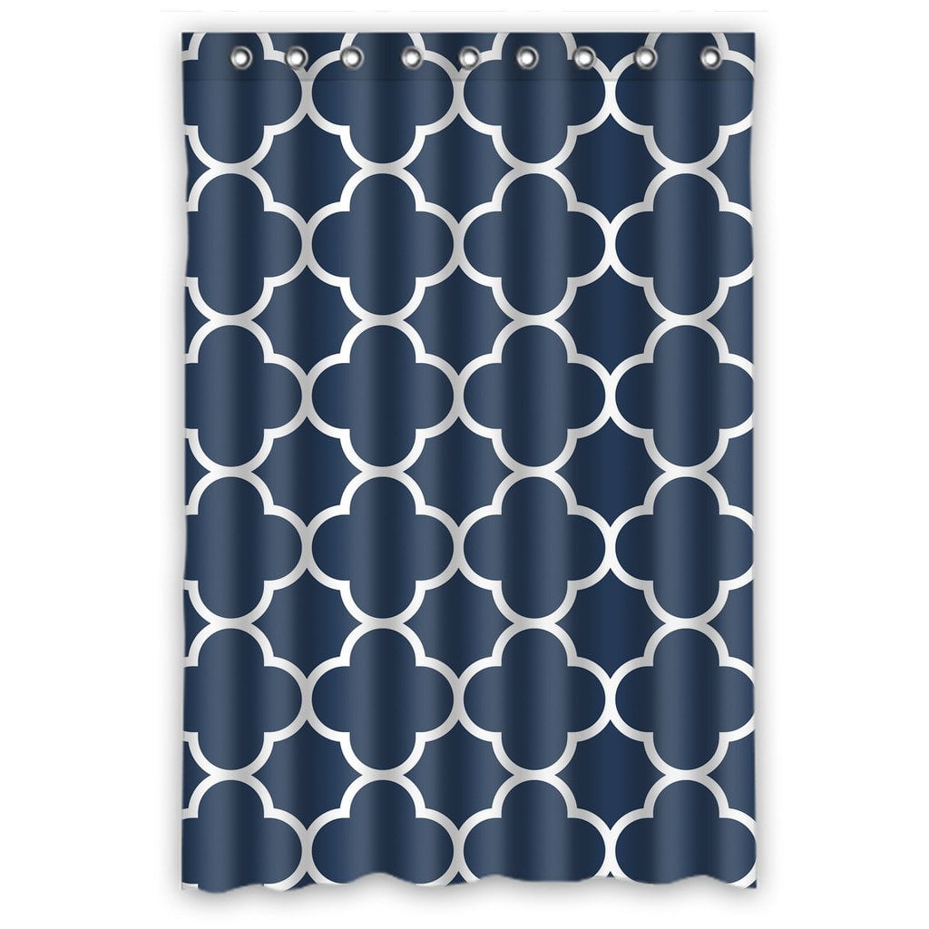 GCKG Classic Navy Blue Quatrefoil Waterproof Polyester Shower Curtain