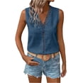 thumbnail image 2 of Vekome Sleeveless Tops for Women Plus Size Sleeveless Shirts V Neck Casual Tee Shirts Solid Color Summer Pullover Tops, 2 of 8