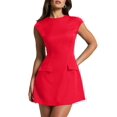 thumbnail image 1 of Vestido Oten 2025, sin mangas, cuello de tortuga, línea A, rojo para mujer, 1 of 5