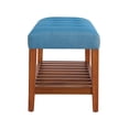 thumbnail image 5 of Xukmct Padded Seat Bench with Bottom Shelf, Upholstered Fabric Bench for Living Room, Bedroom, Light Blue, 5 of 6