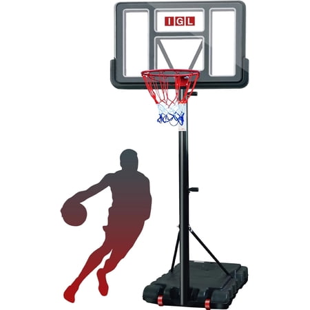 IGL Portable Basketball Hoop, 5.6-10FT Adjustable Basketball Goal System, 44 Inch Outdoor Basketball Hoop & Goals for Kids, Youth, and Adults in The Backyard, Driveway with PC Backboard