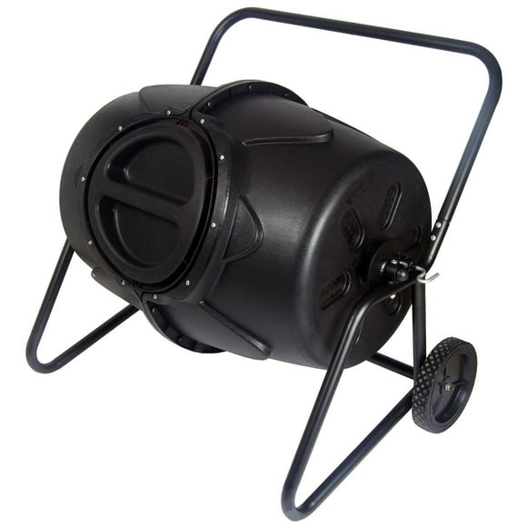KoolScapes 50-Gallon Tumbling Composter Bin, Rotatable Wheeled Composting System for Garden, Easy Waste Recycling, Black