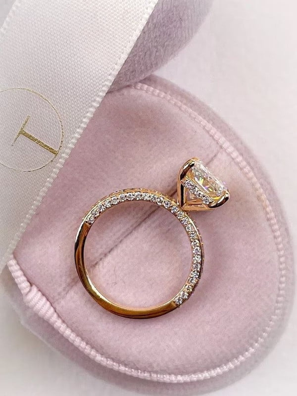 3.51 CT Radiant Cut Moissanite Anniversary Ring 14K Yellow Gold Engagement Ring Anniversary Gift Solitaire Diamond Ring Wedding Promise Ring