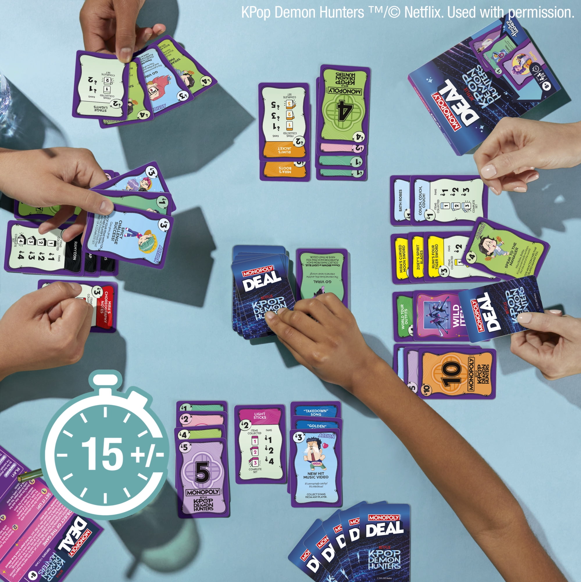 Monopoly Deal: KPop Demon Hunters Card Game, 15 Mins., Family Games for Kids and Teens, Ages 8 and up