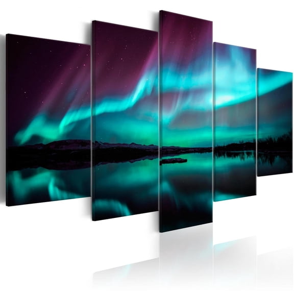 Tiptophomedecor Stretched Canvas Landscape Art - Night Light 5 Piece - Stretched & Framed Ready To Hang Art