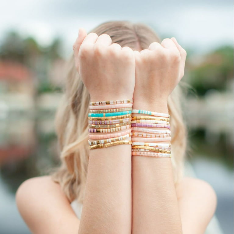 Tila Bracelet, Tile Bead Bracelets, Bangle Bracelet, Gift for Friend, Fun  Minimalist Colorful Everyday Stretch Layering, Wedding Favor Wish – Just  Bead It