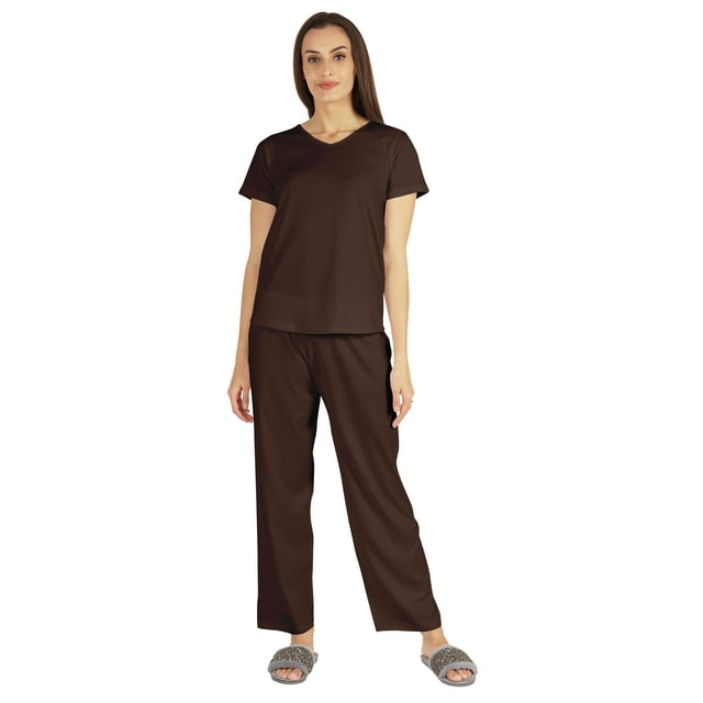Inkmeso Ensemble de Nuit 2 Pcs pour Femmes Manches Courtes Haut & Pyjama en Coton Doux