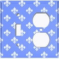 thumbnail image 2 of Metal Light Switch Plate Outlet Cover (Fleur De Lis Blue Pattern - Single Toggle Single Duplex), 2 of 2