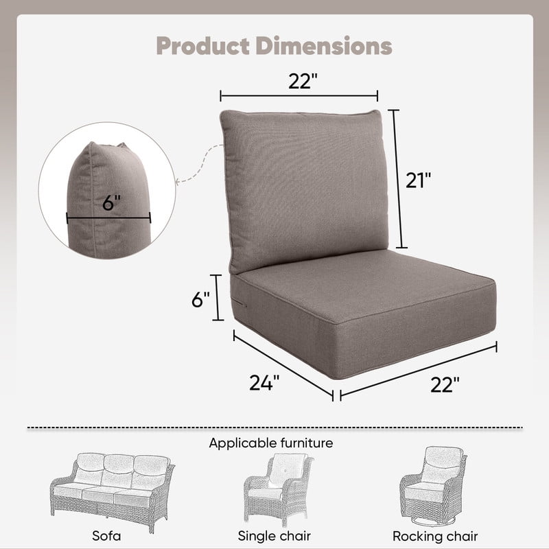 Gymojoy 22 in. x 24 in. x 6 in.Deep Seat Cushion Set, Olefin 8-Piece Deep Seating Outdoor Replacement Lounge Chair loveseat Sofa Cushion in Turquoise