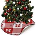 thumbnail image 5 of Coolnut Winter Nordic Snowflakes Christmas Tree Mats Waterproof Tree Skirt, Christmas Red Plaid Xmas Tree Stand Tray Mat Floor Protector Pad for Holiday Party Decoration, 28.3", 5 of 6