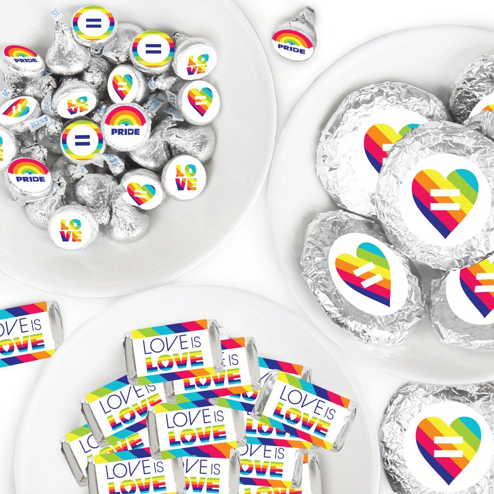 Love is Love Gay Pride Mini Candy Bar Wrappers, Round Candy