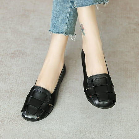 

Women‘s Closed Toe Flat Loafers Lightweight Solid Color Slip-on Shoes Casual Retro Shoes