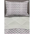 thumbnail image 3 of Grey Chevron Comforter & Sham Bedding Set, Sketchy Pastel Triangles Stripes Vintage Hand Drawn Pattern, 3 pcs Duvet Set Microfiber Filling Quilt, 5 Sizes, Pale Pink Dark Grey, by Ambesonne, 3 of 4