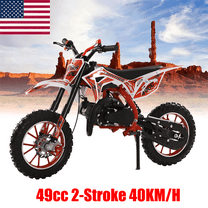 2025 Upgrade 49cc Kids Dirt Bike with Dual Disc Brakes, 2-Stroke 40KM/H Gas Pitbike - Reinforced Chain Guard & Anti-Slip Tires Mini Motocross for Off-Road (100kg Load)