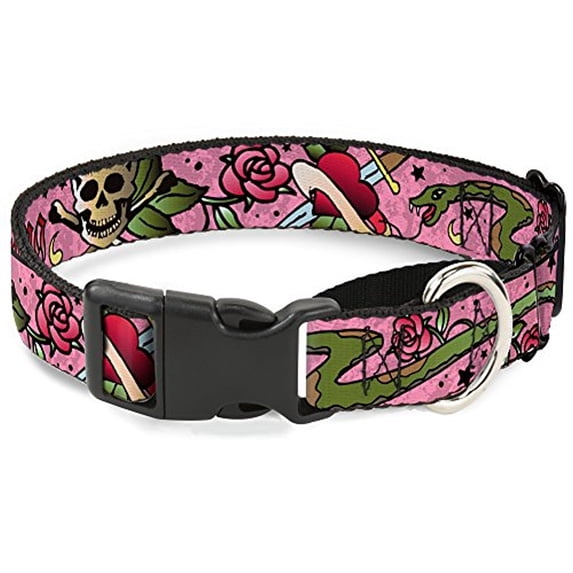 buckle-down "live hard die young pink" martingale dog collar
