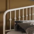 thumbnail image 3 of Sifurni King Size Metal Platform Bed Frame with Vintage Victorian Headboard & Footboard, White, 3 of 9