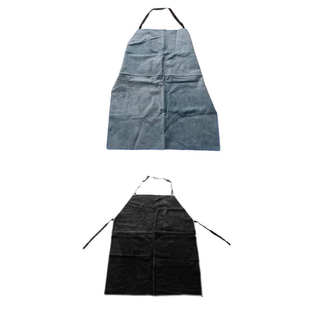 Delantal De Trabajo Resistente Al Calor Y Resistente A Las Llamas Del Trabajo De La Soldadura De Cuero Resistente 2PCS, Ajustable, Marrón + Azul Sunnimix Delantal protector de babero de soldadura