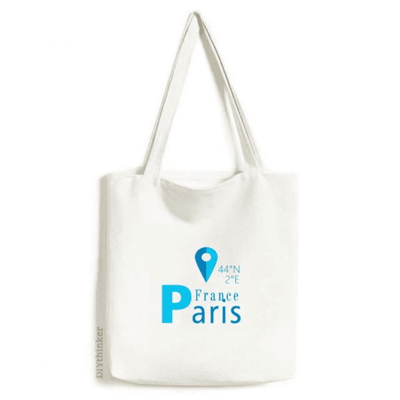 Paris Geography Coordinates Trave Tote Canvas Bag Shopping Satchel Casual Handbag