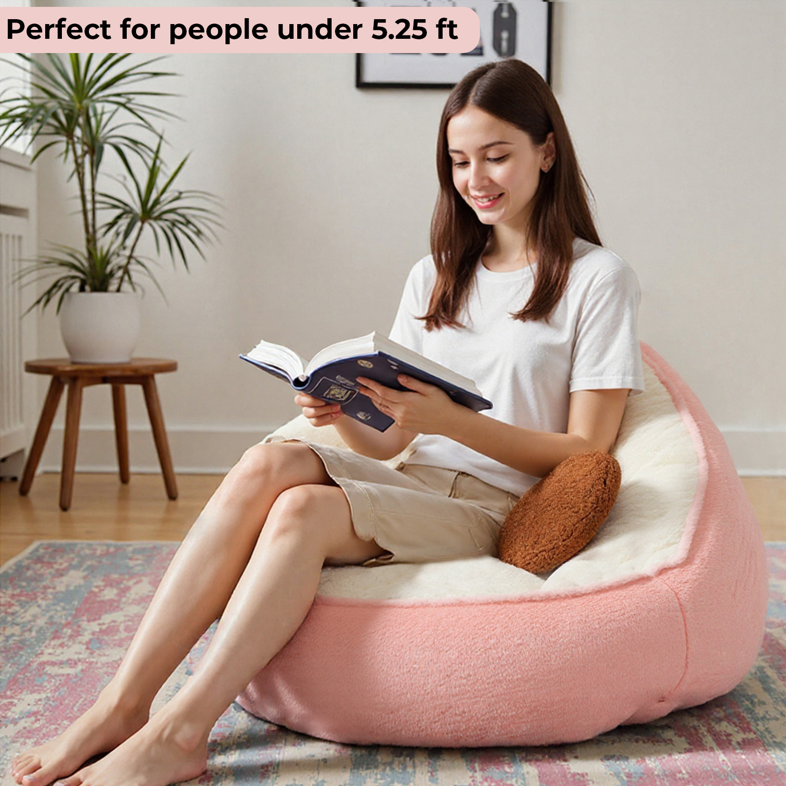 Lusimo Bean Bag Chair for Adults Teens, Lazy Memory Foam Bean Bag Sofa with Pillow, Bean Bag Chair Couch with Plush Washable Cover, Filled Foam Seat Ideal for Game, Read, Lounge