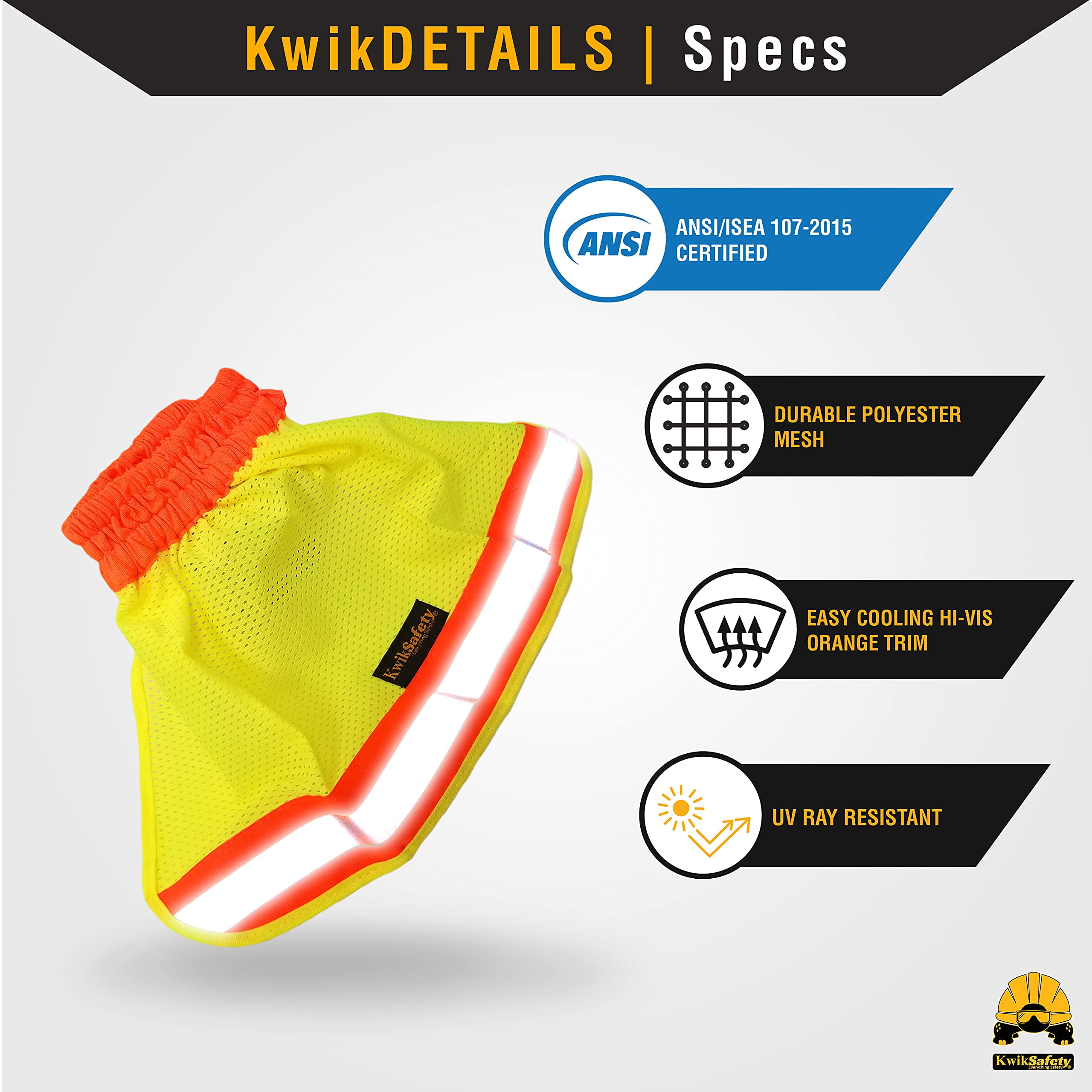 KwikSafety (Charlotte, NC) TURTLE SHELL VEST KIT (10 Vents) Standard Cap ANSI Hard Hat, Safety Glasses, Vests, Tool Lanyard, Sunshade, Sweatband, Earplugs Construction Gear, Type1, Class C, WHITE