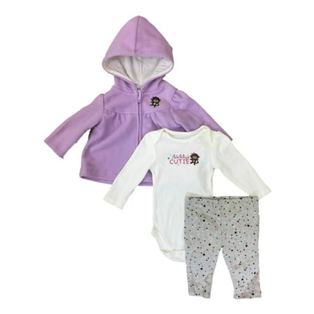 Infant Girls Purple Monkey Baby Outfit Pants Bodysuit & Hoodie Jacket Set