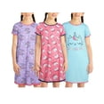 thumbnail image 3 of Sleep & Co Girls Nightgowns - 3 Pack Short Sleeve Girls Pajamas Night Gown Sleep Shirts Dress (5-16), 3 of 7