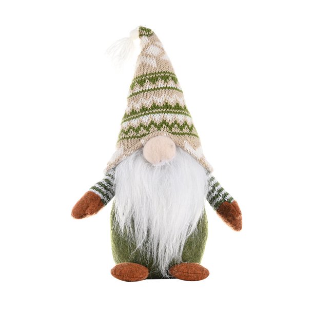 2uds. Estatua de enano navideño con adornos colgantes de árbol pequeño con barba blanca (sombrero a rayas)