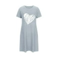 thumbnail image 4 of Sakmal Cute Women Moomoo Nightgowns Blue Lightweight Loose Sleepshirt Heart Print Crew Neck Short Short Sleeve Nightgowns S-2XL, 4 of 5
