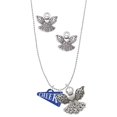 thumbnail image 1 of Delight Jewelry Acrylic 3/4" Royal Blue Cheer Megaphone Silver tone Guardian Angel Charm Necklace and Stud Earrings, 1 of 4