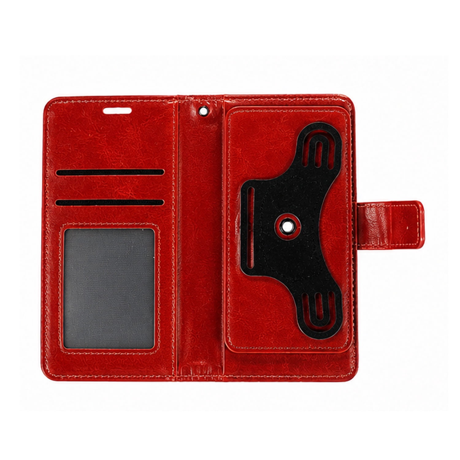 UWC-Small (4.5"-4.8") Universal Leather Phone Case with Rotating Stand Support - Brown