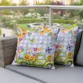 thumbnail image 4 of Easter Egg Pillow Covers 2 Pack Green Truck Sunflower Blue Hydrangea Tulips Butterflies Purple Plaid Pillowcase Waterproof Outdoor Throw Pillow Cover for Patio Garden Square Cushion 24”x24”, 4 of 9