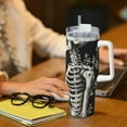 thumbnail image 6 of Rateoe Skeletons Love Flowers Printed 40OZ Ice Bully With Handle - Stainless Steel Travel Cup Portable for Hot & Cold Drinks, Travel, Gym, Home, and Outdoor Activities, 6 of 8