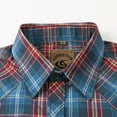 thumbnail image 3 of Coevals Club Mens Pearl Snap Plaid Western Cowboy Button Up Short Sleeve Shirts Red Blue White 32 3X-Large, 3 of 7