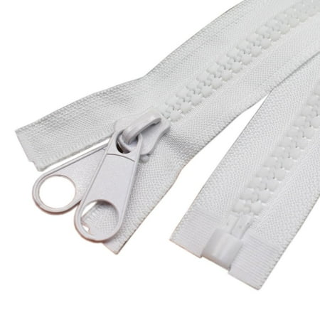 YaHoGa #10 180 Inch Separating Large Plastic Zippers White with Double Pull Tab Slider Heavy Duty Zippers for Sewing Sleeping Bag Boat Marine Canvas Cover Dog Bed Tent (180 DP White) C64