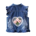 thumbnail image 4 of DJDLJWCJ Girls Denim Vest Tops (18M-14Y) Collared Sleeveless Button Down Jean Waistcoat with Pockets Fall Outerwear Blue Size 3T, 4 of 9