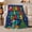Dino Days, variant on Sunshine Stomper Flannel Blanket, Blue Dinosaur Sun Cloud Leaf Typography Pattern for Sofa Couch Bed Living Room Bedroom Home Decor Birthday Gift for Kids Family