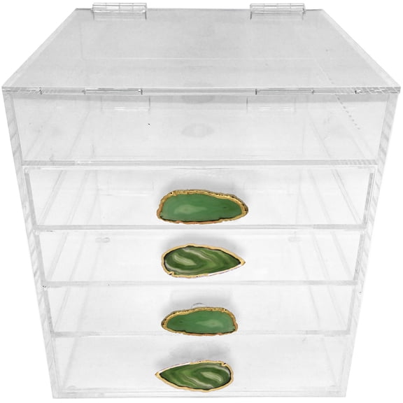 OnDisplay Ultimate Diva Cosmetic Organization Station - 12" Cube - Gold/Silver Agate (Green/Gold)