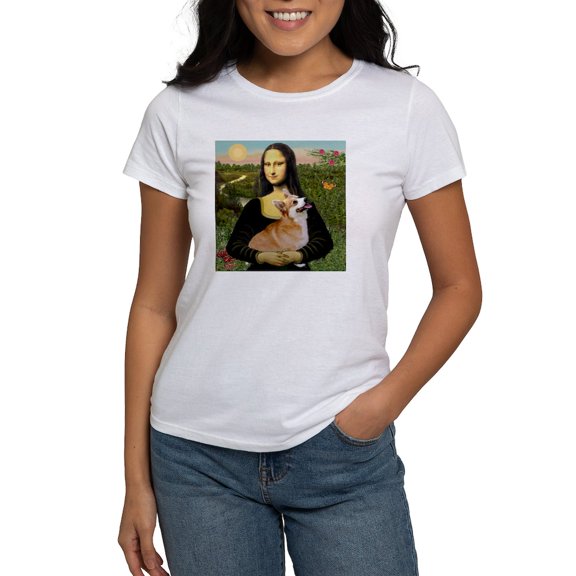 CafePress - TILE Mona Corgi7b T Shirt - Women's Classic T-Shirt