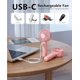 thumbnail image 4 of Mini ventilador portátil, ventilador de mano pequeño y personal con pilas, silencioso, recargable por USB, ventilador de pestañas de maquillaje de 3 velocidades, rosa, 4 of 5