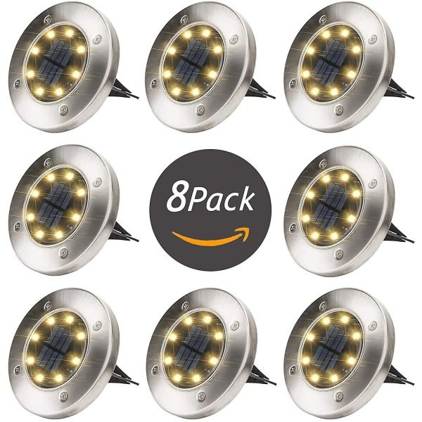Utomhus solcellslampor 8 LED solcellslampor utomhus golvlampa utomhus golvlampor trädgårdslampor Ip65 (8 varmvitt)-WELLNGS