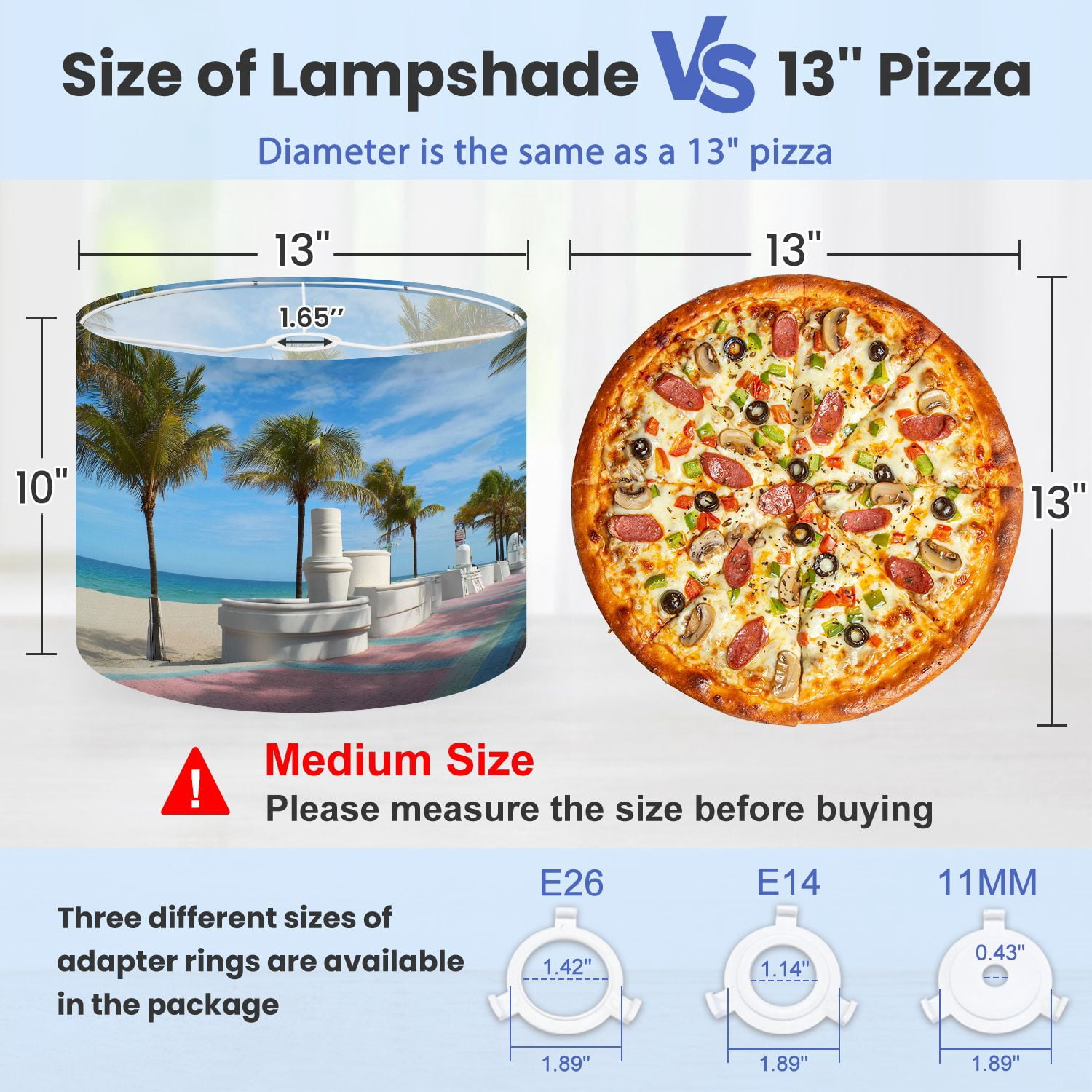 Beach Lampshades 2 Pack Fort Lauderdale beach Las Olas Boulevard Palm Tree 13"x13"x10" Light Shade for Table Lamps Floor Lamps Drum Lamp Shades Lampshade Replacement Easy Assembly