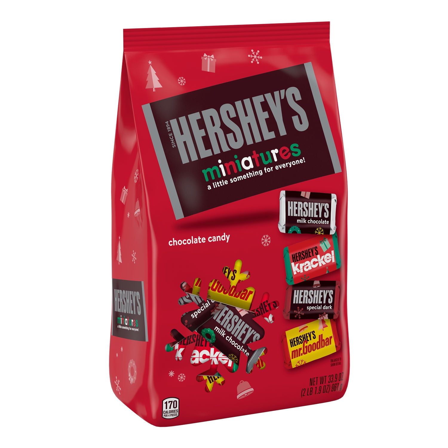 HERSHEY'S, Miniatures Assorted Chocolate Bars, Christmas Candy, 33.9 oz