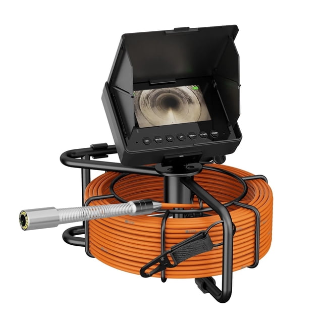 Sewer Pipe Inspection Video Camera, Card DVR IP68 Drain Sewer Pipeline Industrial Endoscope 4.3" Monitor ,Easy to Operate