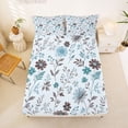 thumbnail image 5 of Homewish Vintage Bohemian Flowers Queen Sheets,Blue Boho Plants Queen Sheet Sets,4pcs,1 Flat Sheet, 1 Fitted Sheet and 2 Pillowcases, 5 of 6