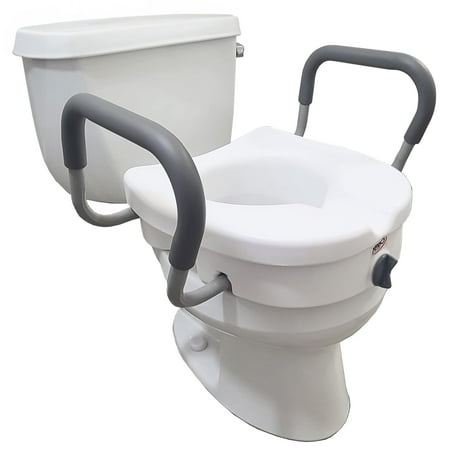Carex E-Z Lock Raised Toilet Seat With Handles, 5 Toilet Seat Riser with Arms, Handicap Raised Toilet Seat For Seniors and Elevated Toilet Seat