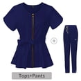 thumbnail image 1 of Ropa quirúrgica ajustada con tirantes en la cintura para mujer, traje dividido para hospital, ropa de mano con cepillo de manga corta, ropa elástica para enfermera, ropa para lavarse las, 1 of 6