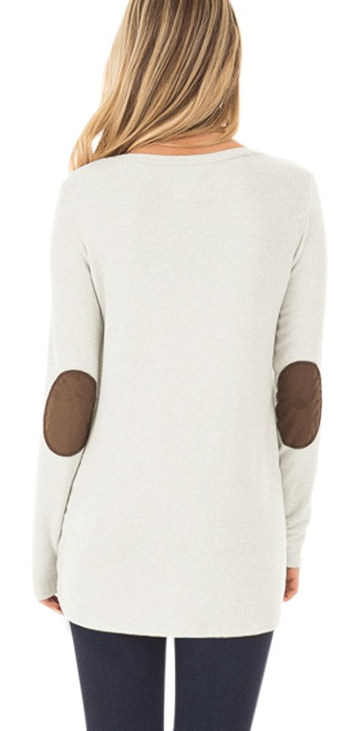 DEARCASE Womens Casual Long Sleeve Faux Suede Loose Tunic Button Blouses Shirt Tops