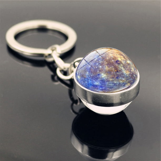 Llaveros para mujer, llavero de billetera, llavero de auto, lindo llavero del Sistema Solar, nebulosa de la Vía Láctea, llavero de vidrio de doble cara, llavero
